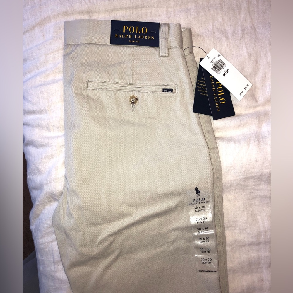 Polo by Ralph Lauren. Classic chinos, slim fit, 30W x 30L, New w/ tags.